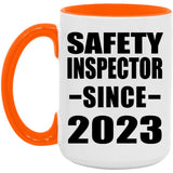 Safety Inspector Since 2023 - 15oz Accent Mug Orange