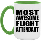 Most Awesome Flight Attendant - 15oz Accent Mug Green