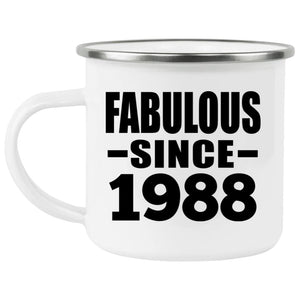 36th Birthday Fabulous Since 1988 - 12oz Camping Mug