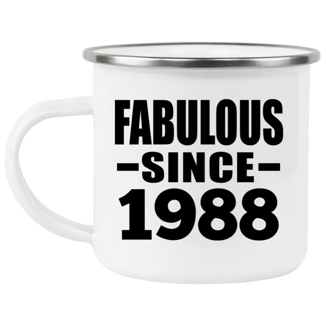 36th Birthday Fabulous Since 1988 - 12oz Camping Mug