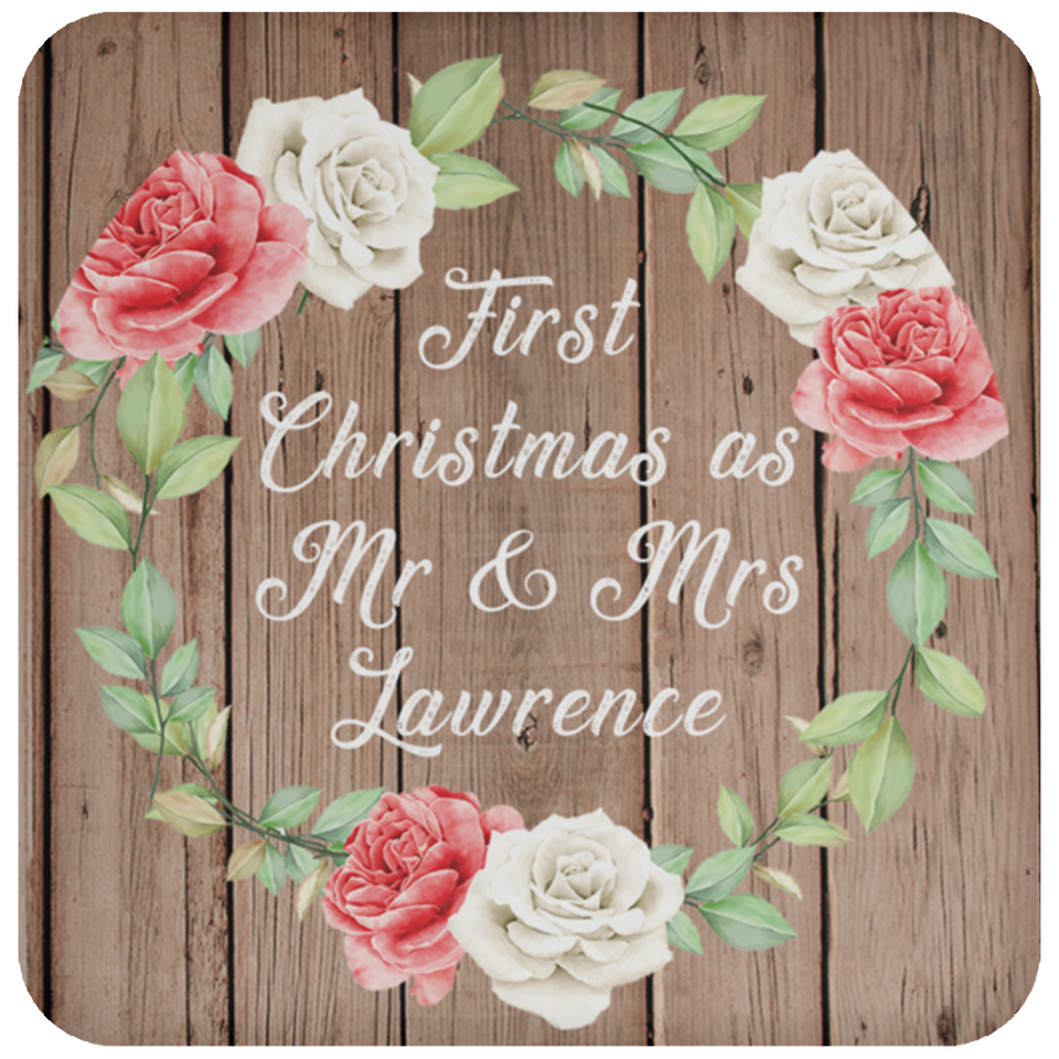 First Christmas As Mr & Mrs Lawrence - Drink Coaster B