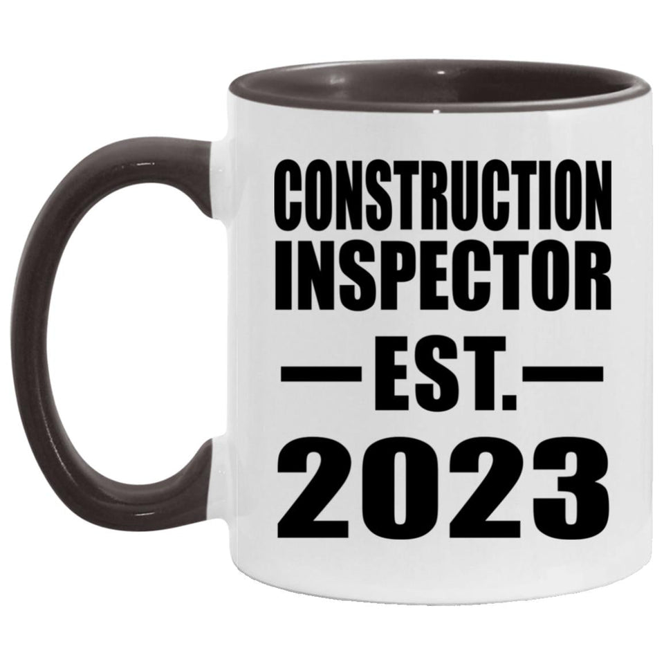 Construction Inspector Established EST. 2023 - 11oz Accent Mug Black