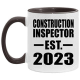 Construction Inspector Established EST. 2023 - 11oz Accent Mug Black