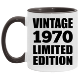 54th Birthday Vintage 1970 Limited Edition - 11oz Accent Mug Black