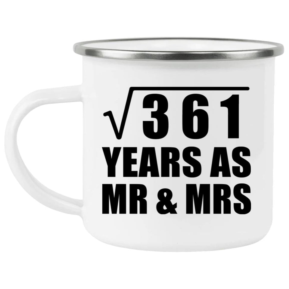 19th Anniversary Square Root of 361 Years As Mr & Mrs - 12oz Camping Mug