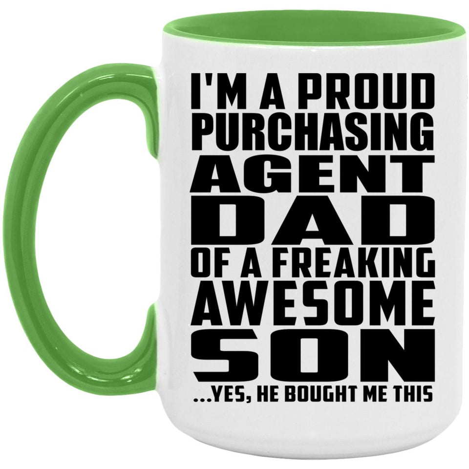 Proud Purchasing Agent Dad Of Awesome Son - 15oz Accent Mug Green