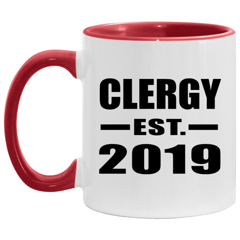 Clergy Established EST. 2019 - 11oz Accent Mug Red