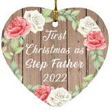 First Christmas As Step Father 2022 - Heart Ornament B