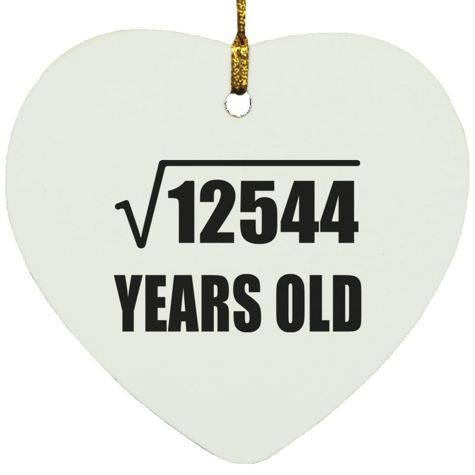 112th Birthday Square Root of 12544 Years Old - Heart Ornament