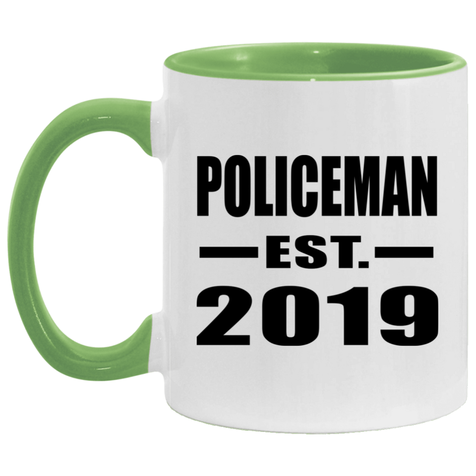 Policeman Established EST. 2019 - 11oz Accent Mug Green