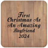 First Christmas As An Amazing Boyfriend 2024 - Drink Coaster C