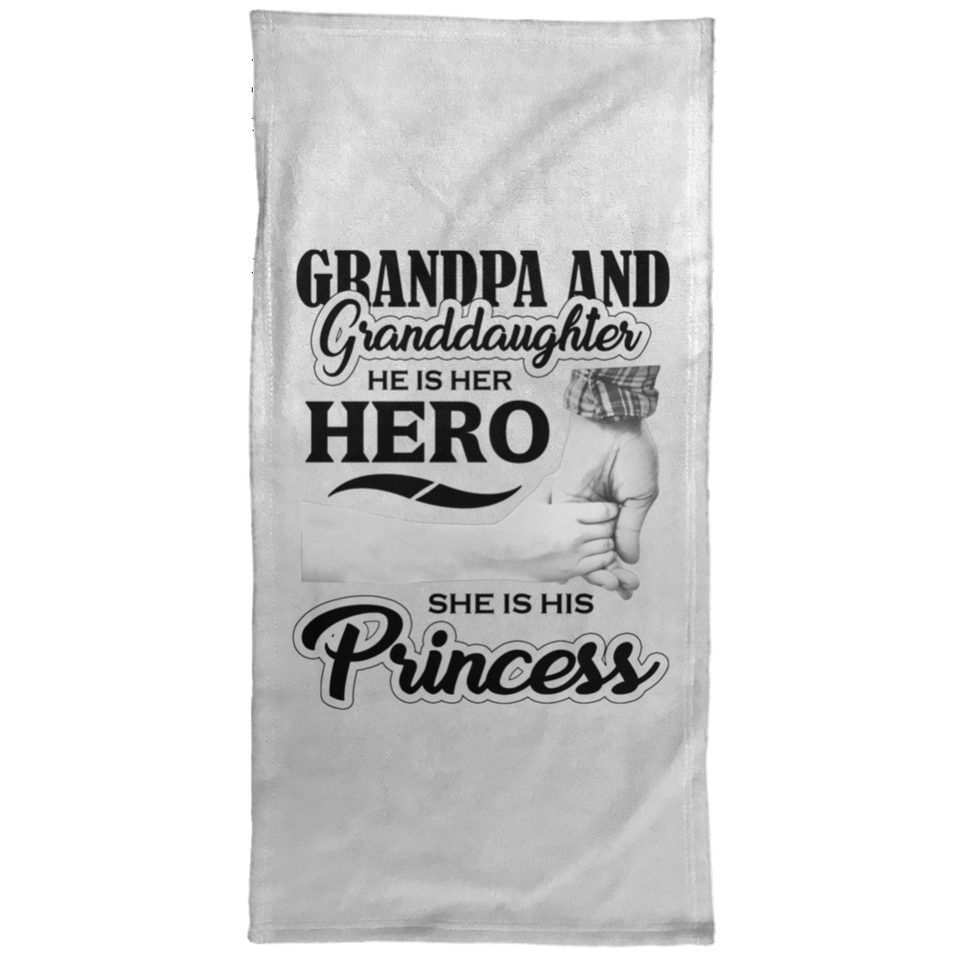 Grandpa & Granddaughter, He is Her Hero, She is His Princess - Hand Towel