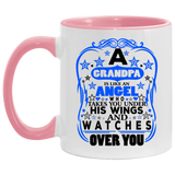 Grandpa Is An Angel Takes You Under His Wings - 11oz Accent Mug Pink