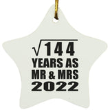 12th Anniversary Square Root of 144 Years As Mr & Mrs 2022 - Star Ornament