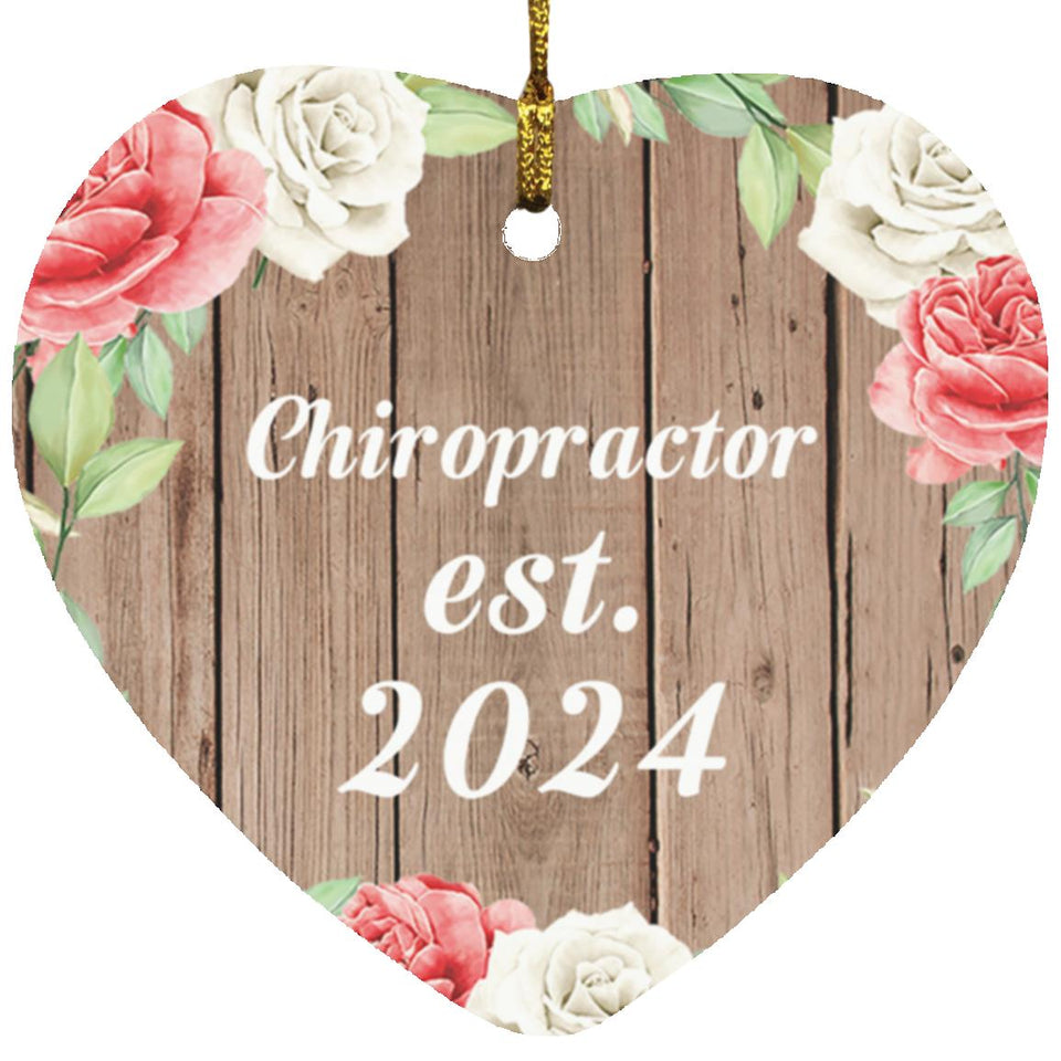 Chiropractor Established Est. 2024 - Heart Ornament B