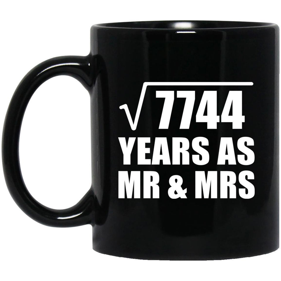 88th Anniversary Square Root of 7744 Years As Mr & Mrs - 11oz Coffee Mug Black