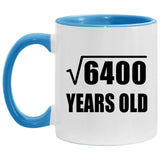 80th Birthday Square Root of 6400 Years Old - 11oz Accent Mug Blue