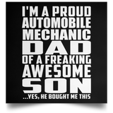 Proud Automobile Mechanic Dad Of Awesome Son - Poster Square