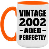 22nd Birthday Vintage 2002 Aged Perfectly - 15oz Accent Mug Orange