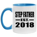 Step Father Established EST. 2018 - 11oz Accent Mug Blue