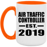 Air Traffic Controller Established EST. 2019 - 15oz Accent Mug Orange
