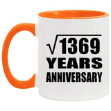 37th Anniversary Square Root of 1369 Years Anniversary - 11oz Accent Mug Orange