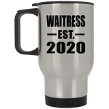 Waitress Established EST. 2020 - Silver Travel Mug