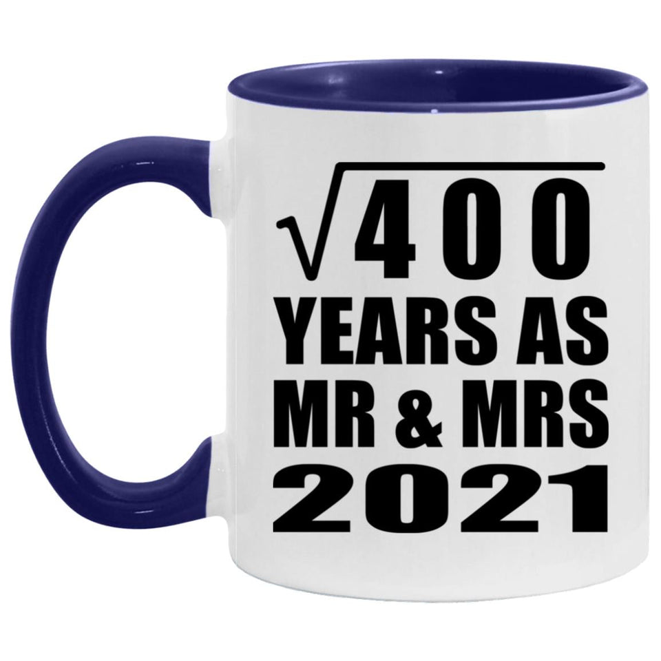 20th Anniversary Square Root of 400 Years As Mr & Mrs 2021 - 11oz Accent Mug Purple