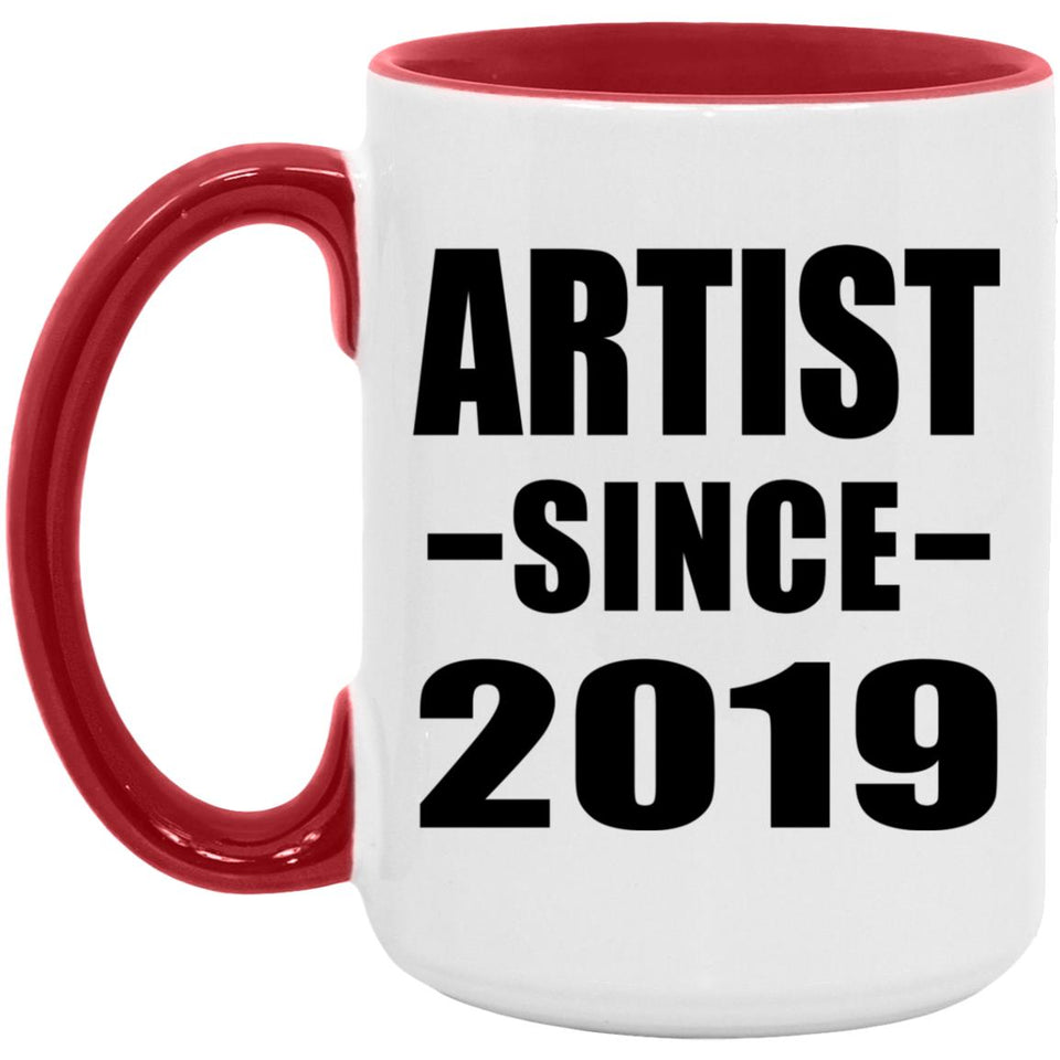 Artist Since 2019 - 15oz Accent Mug Red