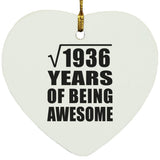 44th Birthday Square Root of 1936 Years of Being Awesome - Heart Ornament