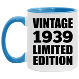 85th Birthday Vintage 1939 Limited Edition - 11oz Accent Mug Blue