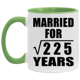 15th Anniversary Married For Square Root of 225 Years - 11oz Accent Mug Green