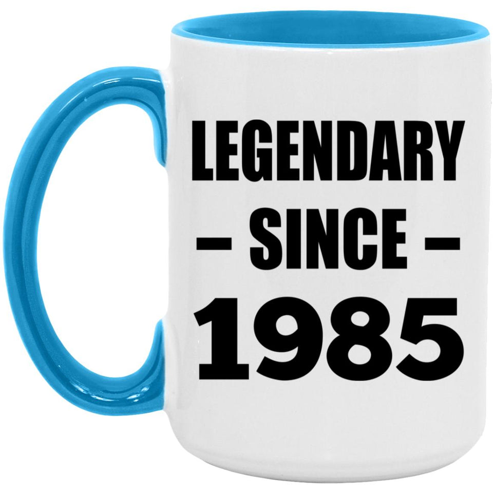 39th Birthday Legendary Since 1985 - 15oz Accent Mug Blue