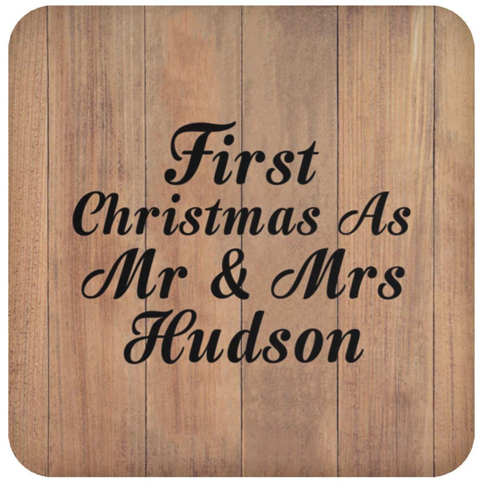 First Christmas As Mr & Mrs Hudson - Drink Coaster C