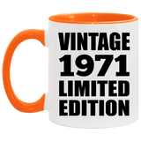53rd Birthday Vintage 1971 Limited Edition - 11oz Accent Mug Orange