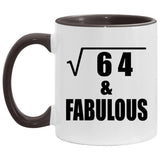 8th Birthday Square Root of 64 & Fabulous - 11oz Accent Mug Black