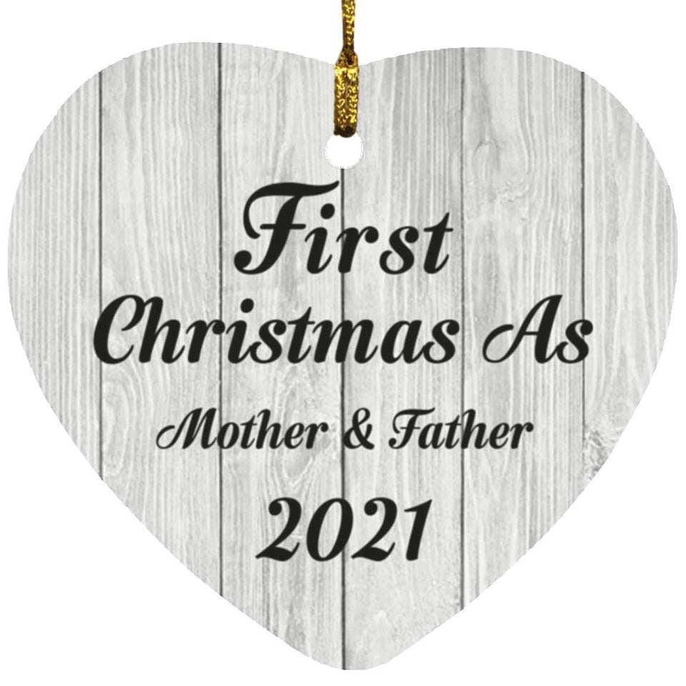 First Christmas As Mother & Father 2021 - Heart Ornament F