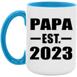 Papa Established EST. 2023 - 15oz Accent Mug Blue