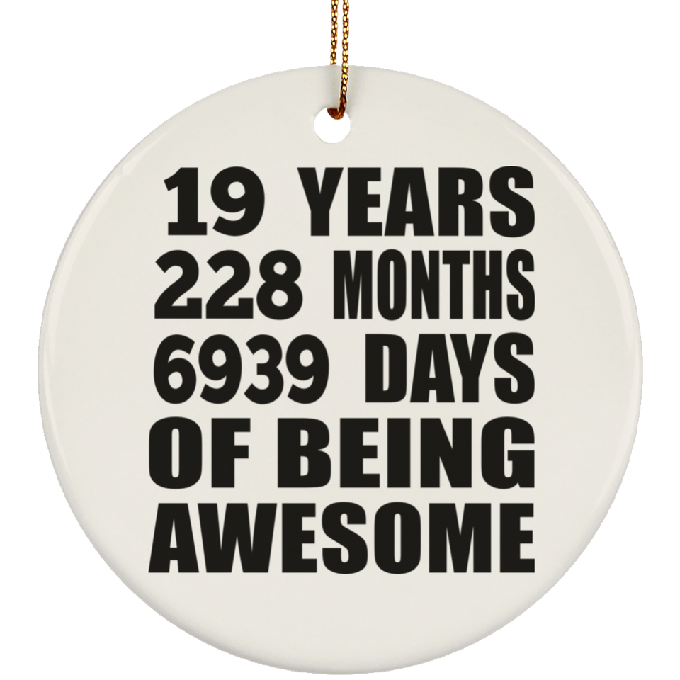 19th Birthday 19 Years 228 Months 6939 Days Of Awesome - Circle Ornament