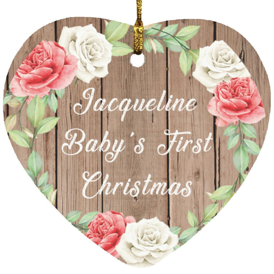 Jacqueline Baby's First Christmas - Heart Ornament B