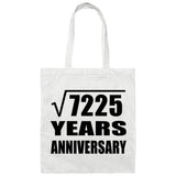 85th Anniversary Square Root of 7225 Years Anniversary - Tote Bag White