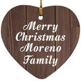 Merry Christmas Moreno Family - Heart Ornament D