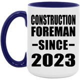 Construction Foreman Since 2023 - 15oz Accent Mug Purple