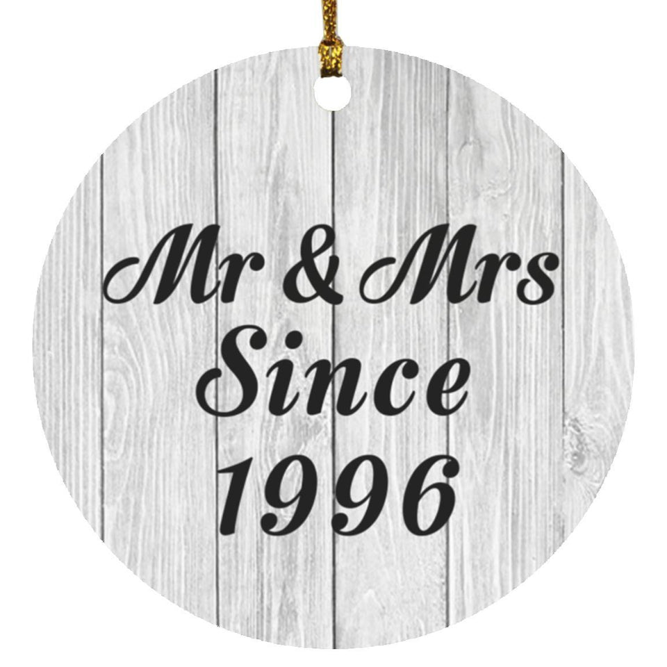 28th Anniversary Mr & Mrs Since 1996 - Circle Ornament F