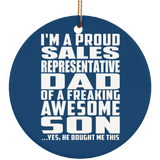 Proud Sales Representative Dad Of Awesome Son - Circle Ornament