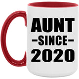 Aunt Since 2020 - 15oz Accent Mug Red