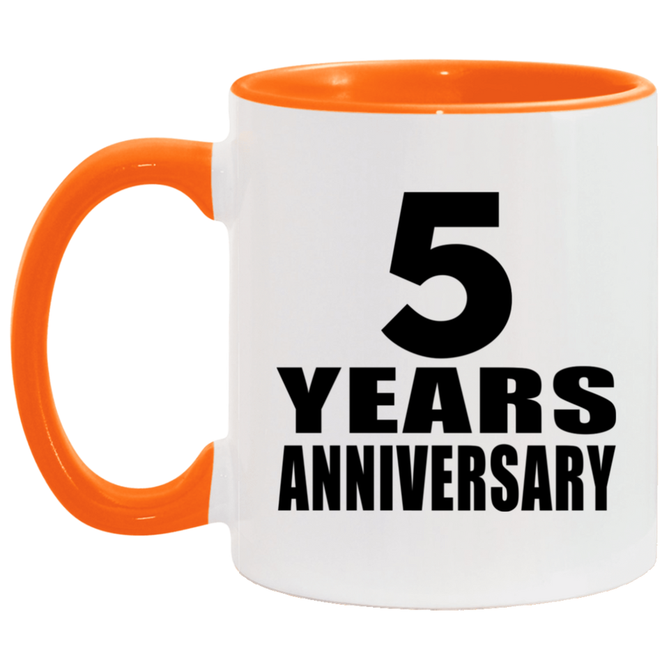 5th Anniversary 5 Years - 11oz Accent Mug Orange