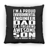 Proud Environmental Engineer Dad Of Awesome Son - Throw Pillow Black