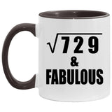 27th Birthday Square Root of 729 & Fabulous - 11oz Accent Mug Black