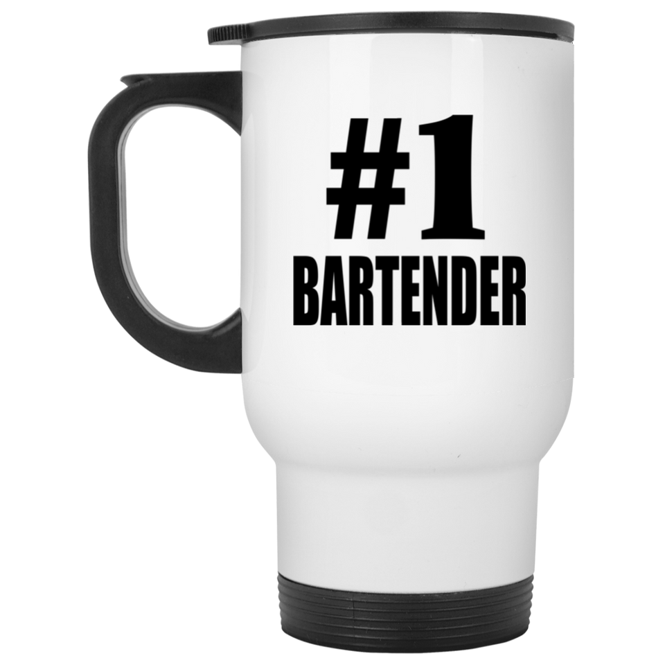 Number One #1 Bartender - White Travel Mug
